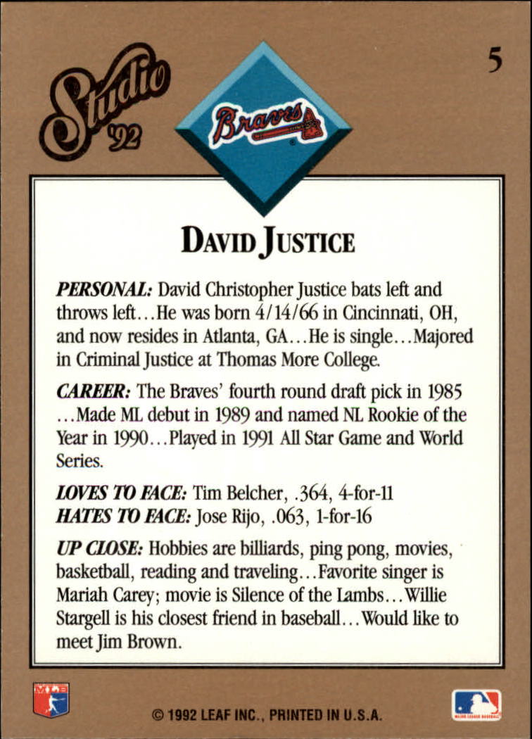 thumbnail 11  - 1992 Studio Baseball Card Pick 1-100