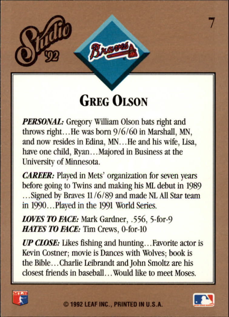 thumbnail 15  - 1992 Studio Baseball Card Pick 1-100
