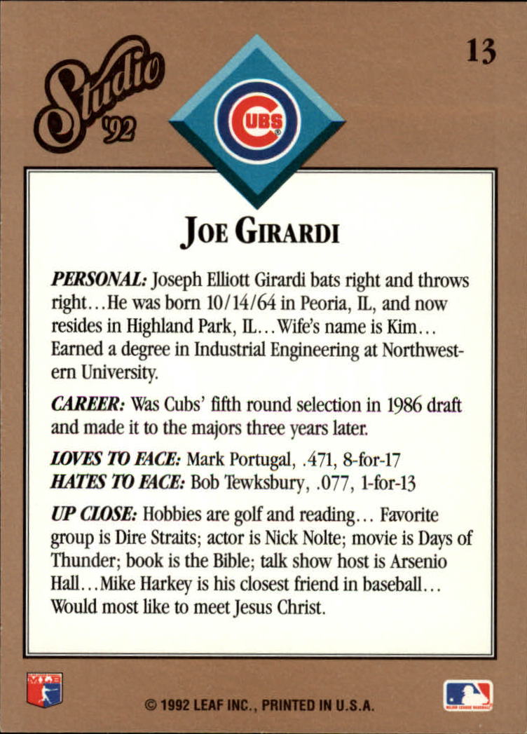 thumbnail 27  - 1992 Studio Baseball Card Pick 1-100