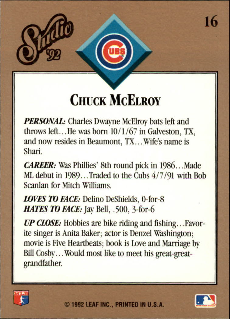 thumbnail 33  - 1992 Studio Baseball Card Pick 1-100