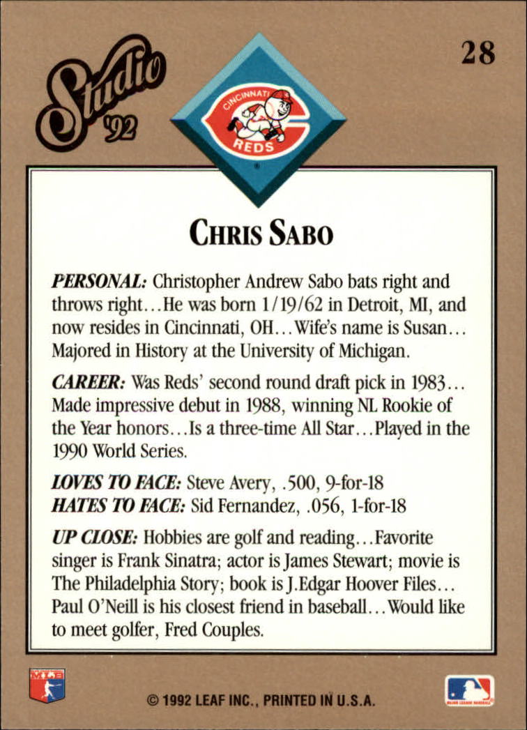 thumbnail 57  - 1992 Studio Baseball Card Pick 1-100
