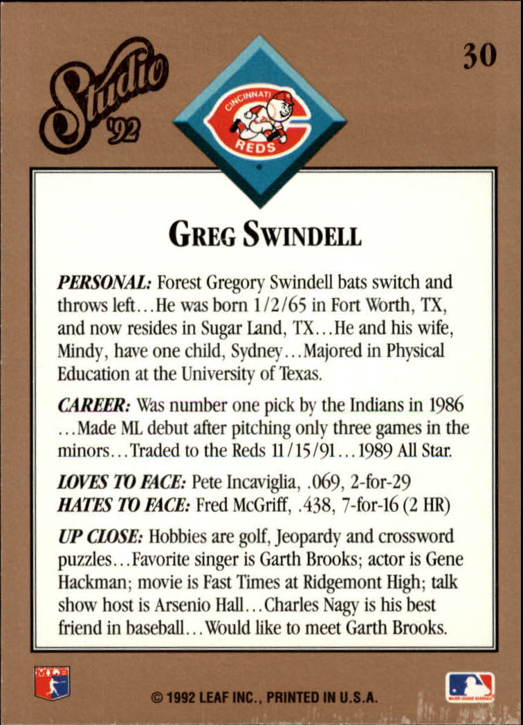 thumbnail 61  - 1992 Studio Baseball Card Pick 1-100