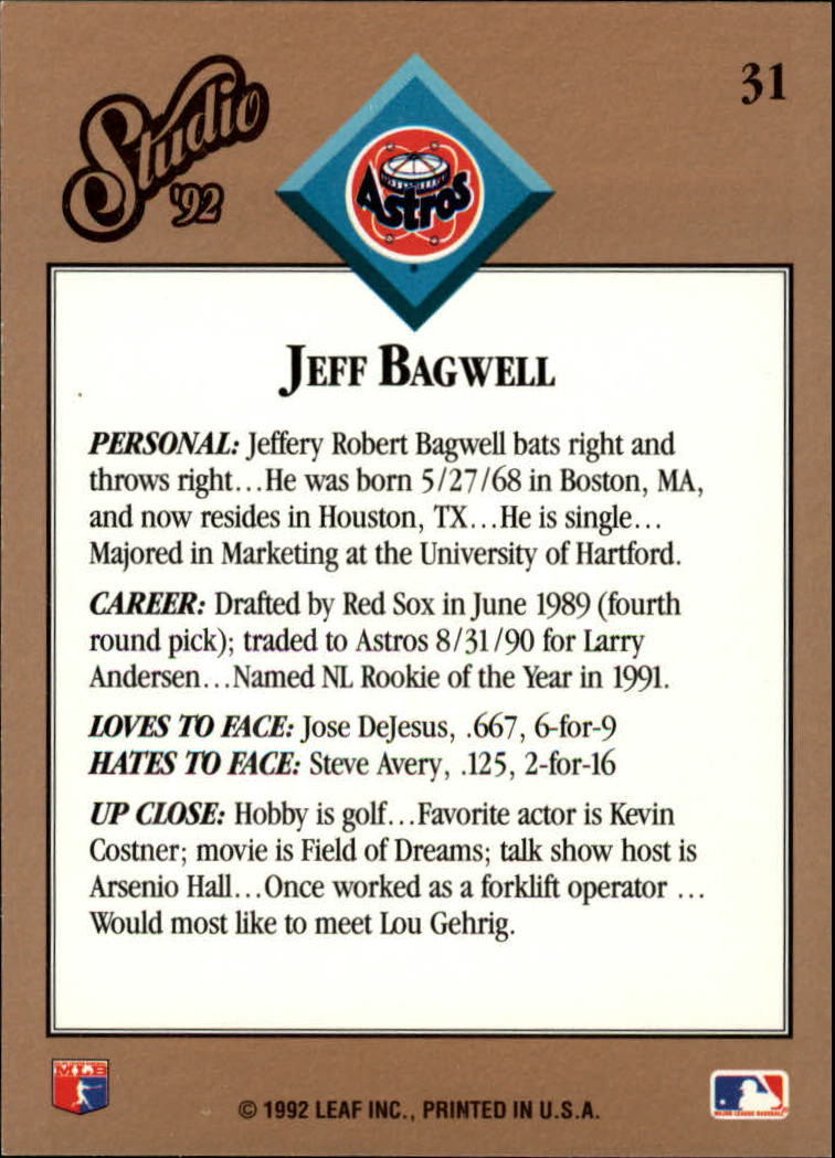 thumbnail 63  - 1992 Studio Baseball Card Pick 1-100