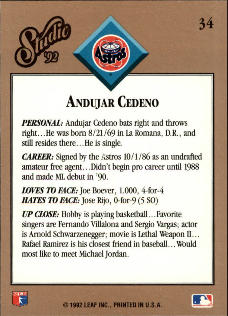 thumbnail 69  - 1992 Studio Baseball Card Pick 1-100