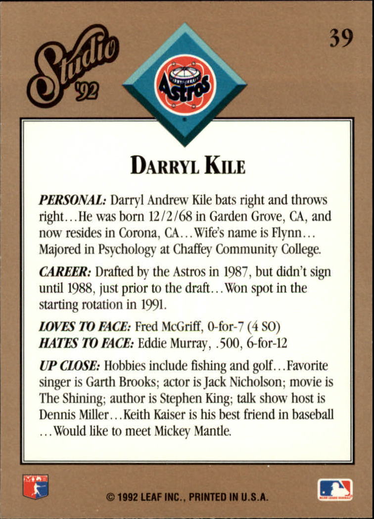 thumbnail 79  - 1992 Studio Baseball Card Pick 1-100