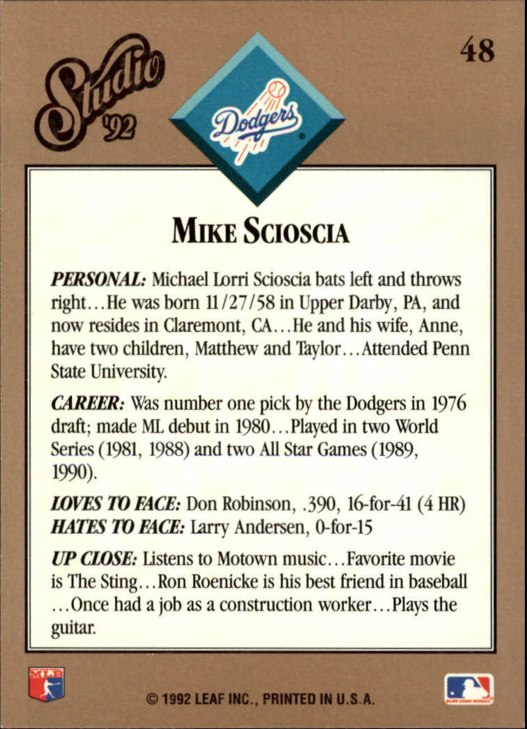thumbnail 97  - 1992 Studio Baseball Card Pick 1-100