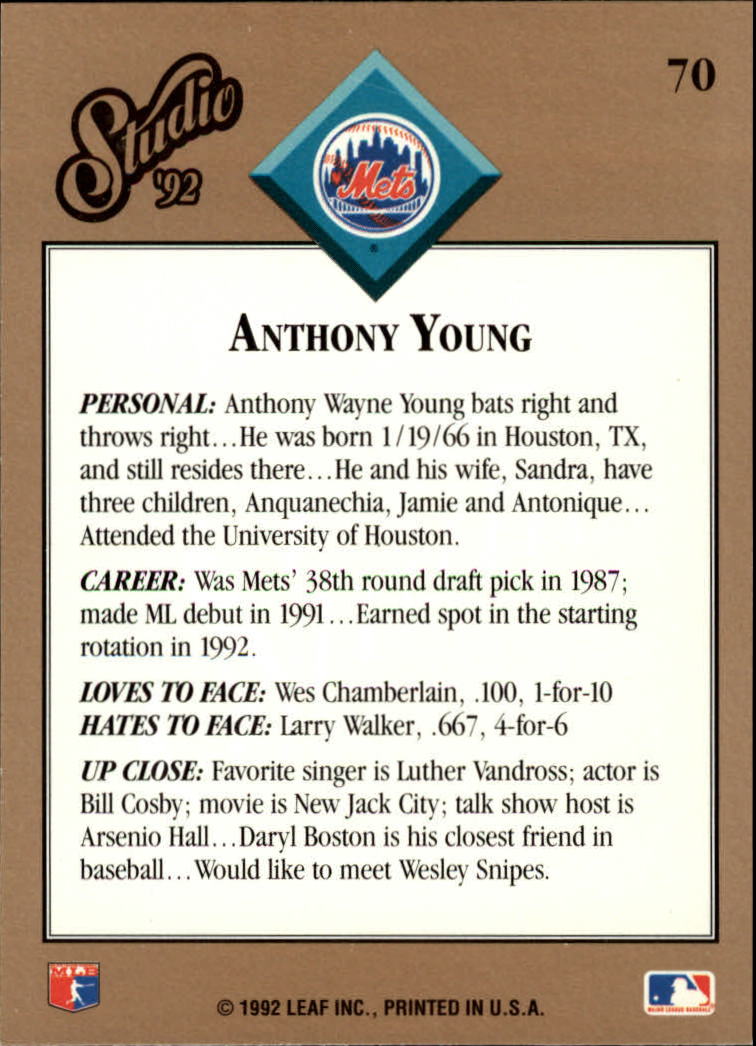 thumbnail 141  - 1992 Studio Baseball Card Pick 1-100