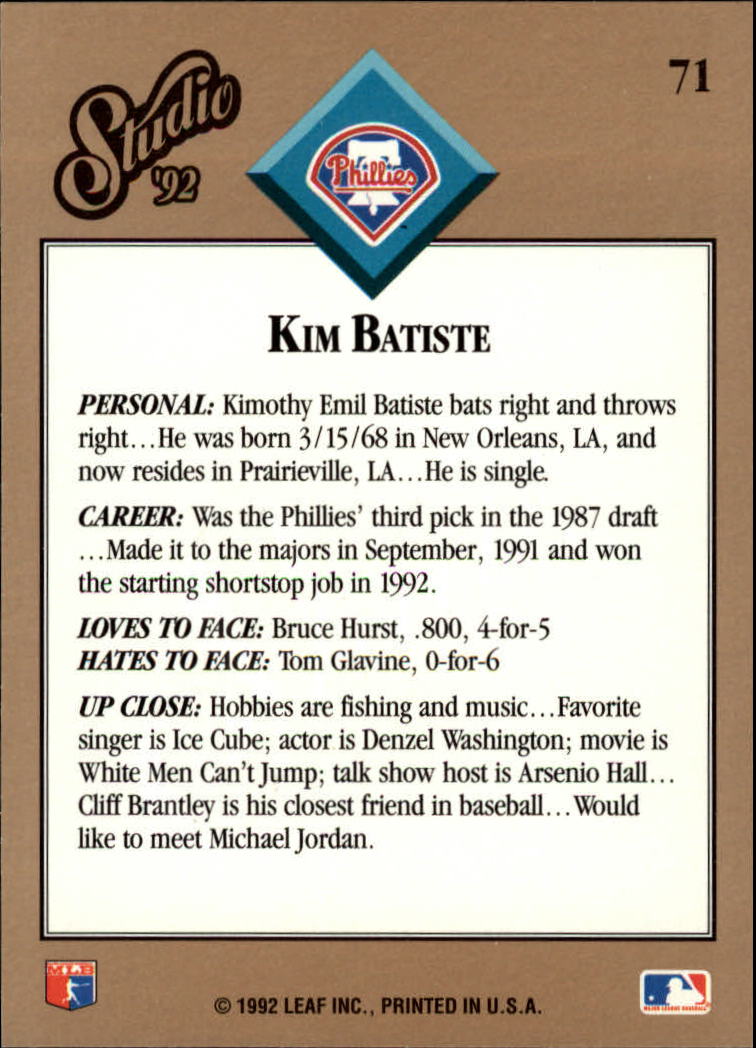 thumbnail 143  - 1992 Studio Baseball Card Pick 1-100