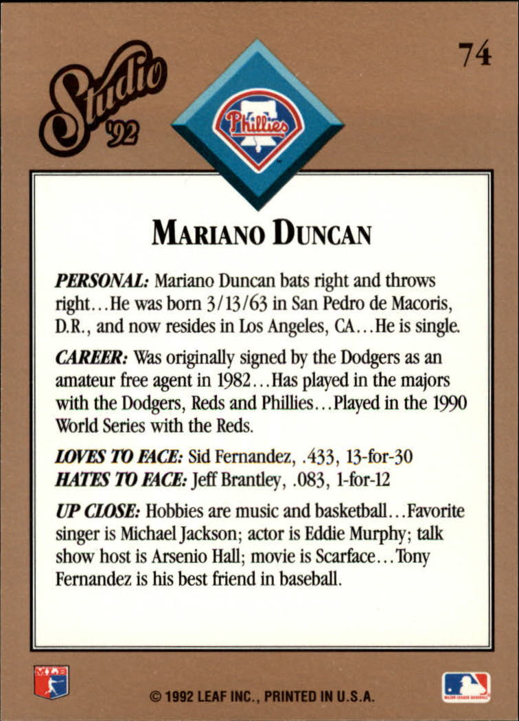 thumbnail 149  - 1992 Studio Baseball Card Pick 1-100