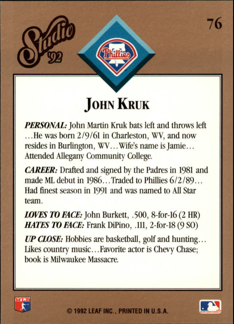 thumbnail 153  - 1992 Studio Baseball Card Pick 1-100