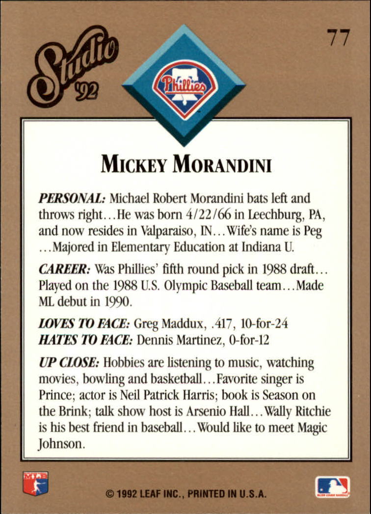 thumbnail 155  - 1992 Studio Baseball Card Pick 1-100