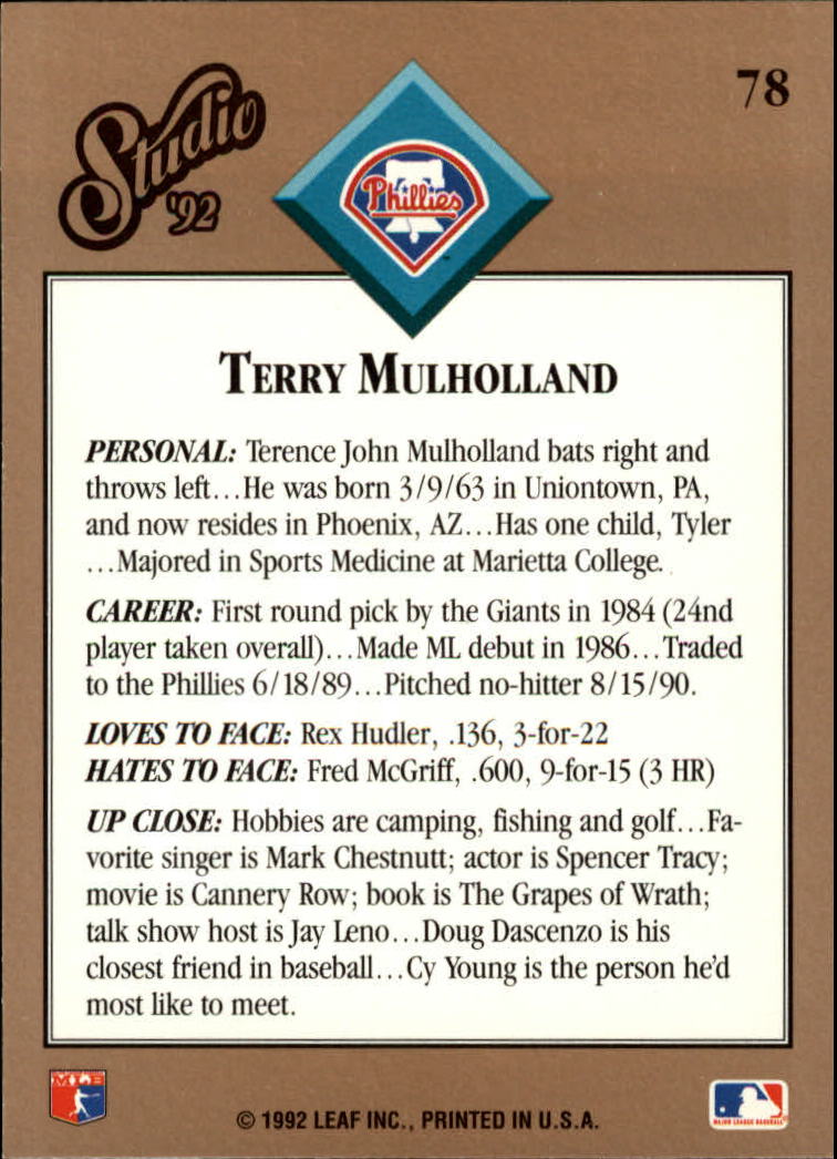 thumbnail 157  - 1992 Studio Baseball Card Pick 1-100