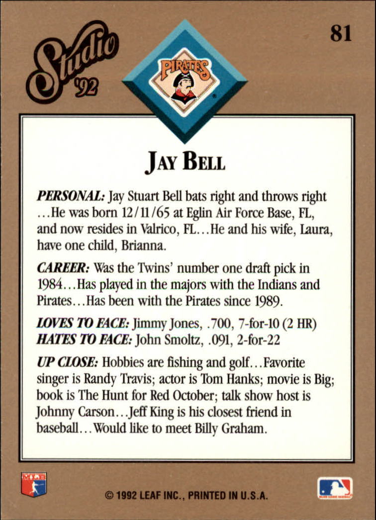 thumbnail 163  - 1992 Studio Baseball Card Pick 1-100