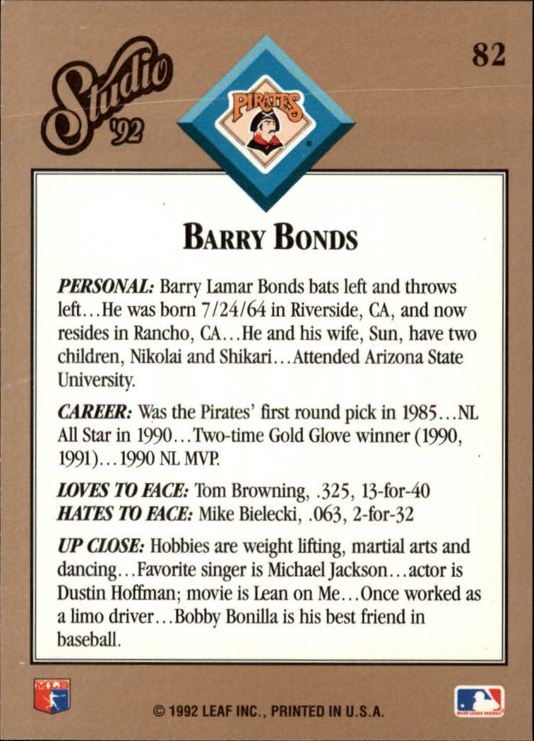 thumbnail 165  - 1992 Studio Baseball Card Pick 1-100