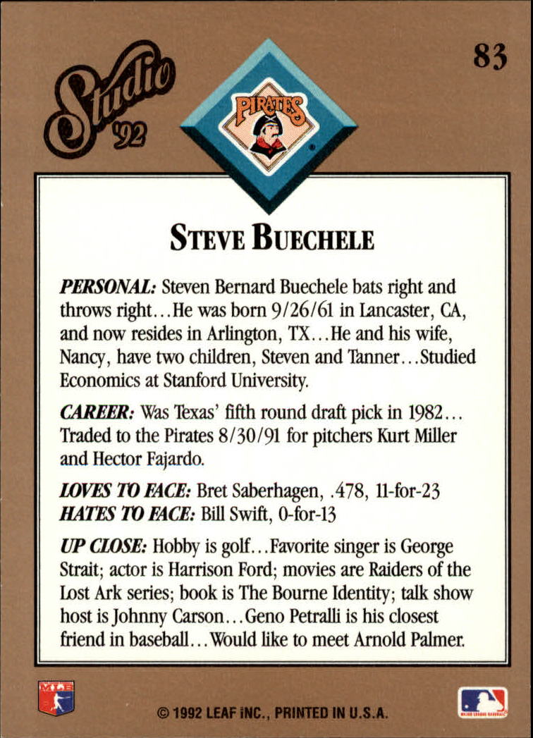 thumbnail 167  - 1992 Studio Baseball Card Pick 1-100