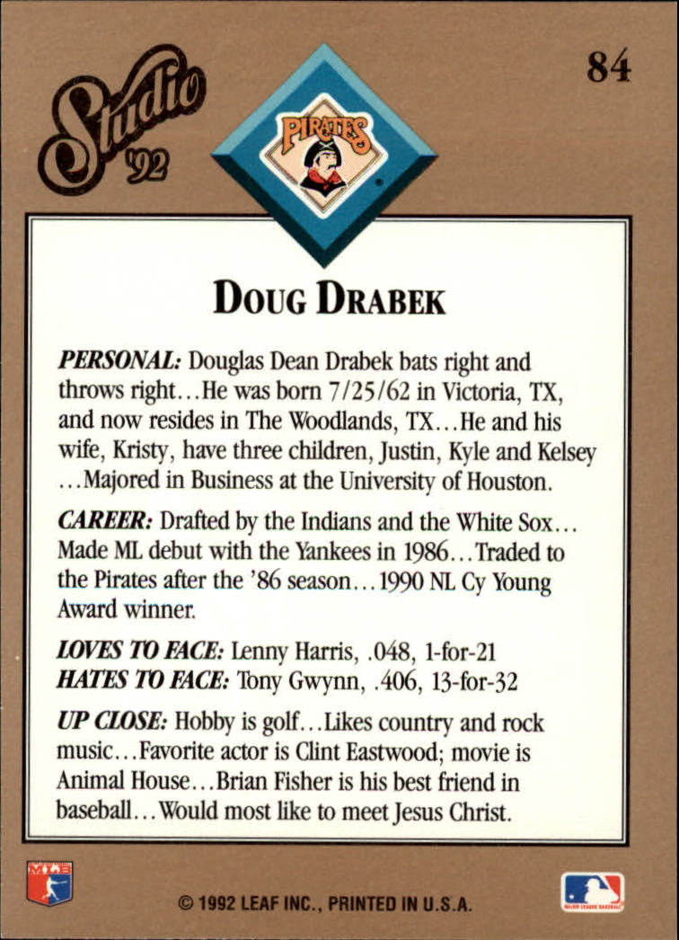 thumbnail 169  - 1992 Studio Baseball Card Pick 1-100