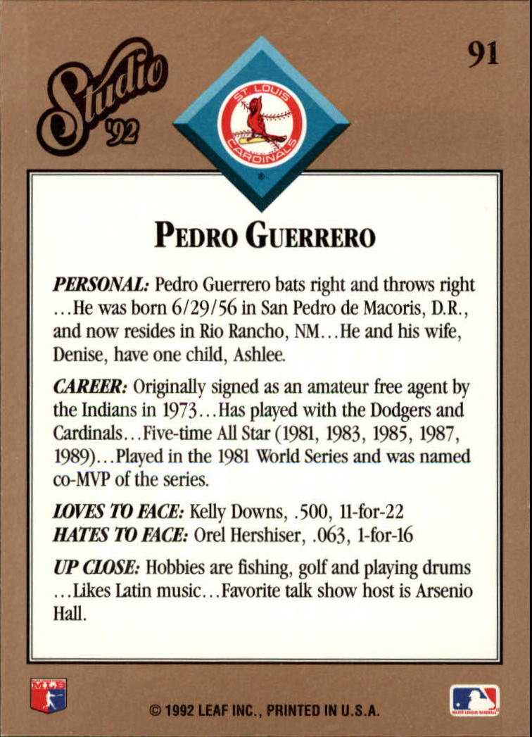 thumbnail 183  - 1992 Studio Baseball Card Pick 1-100