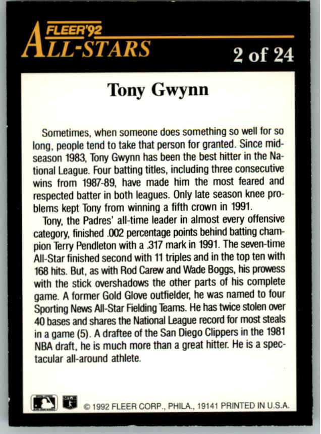 1992 FLEER ALL-STARS BASEBALL ASSORTED SINGLES * U-PICK! - Picture 3 of 36