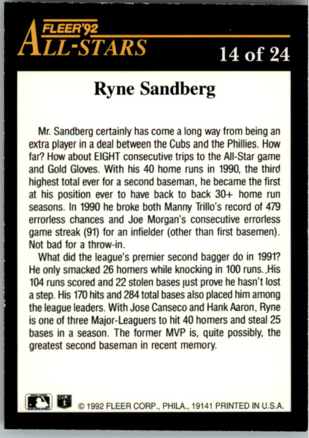 1992 FLEER ALL-STARS BASEBALL ASSORTED SINGLES * U-PICK! - Picture 22 of 36