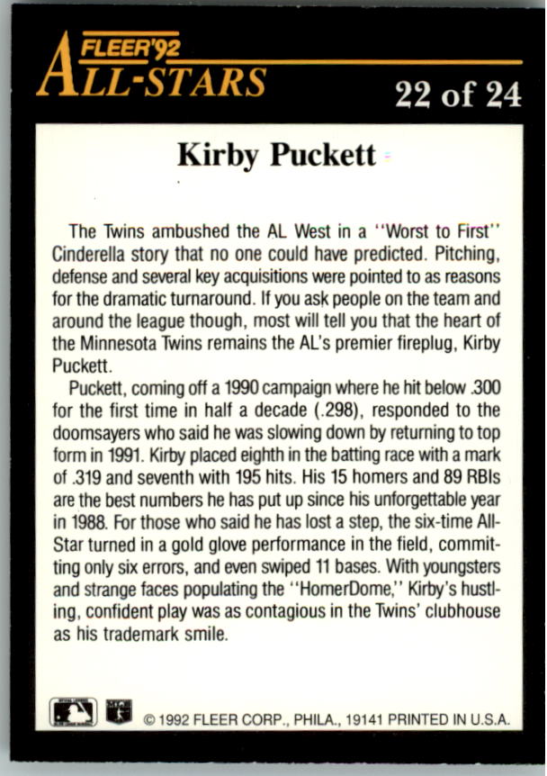 1992 Fleer All-stars Baseball #1-24 - Your Choice GOTBASEBALLCARDS - Picture 36 of 38
