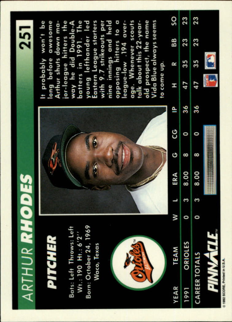 thumbnail 3  - A5747- 1992 Pinnacle Baseball #s 251-500 +Rookies -You Pick- 10+ FREE US SHIP