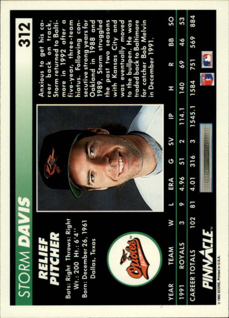 thumbnail 123  - 1992 Pinnacle Baseball Card Pick 251-500