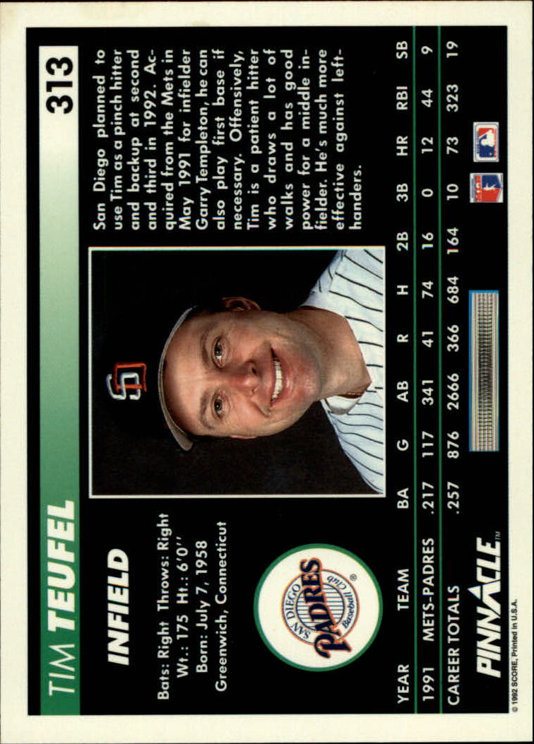 thumbnail 125  - 1992 Pinnacle Baseball Card Pick 251-500