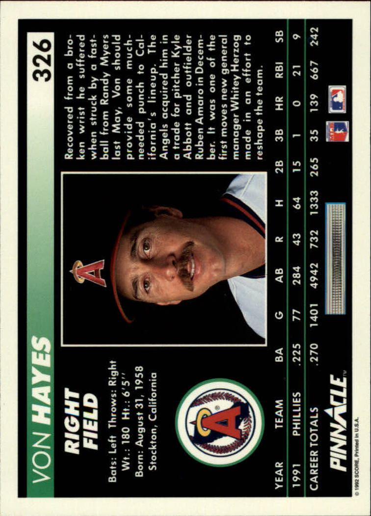 thumbnail 151  - 1992 Pinnacle Baseball Card Pick 251-500