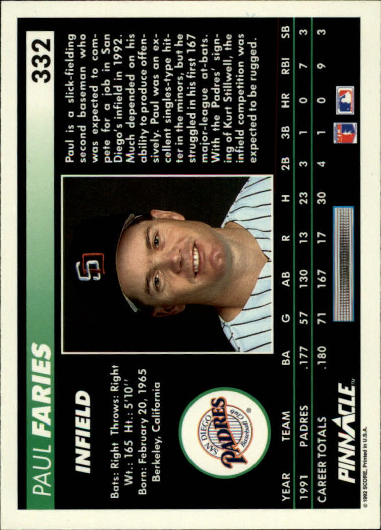 thumbnail 163  - A5747- 1992 Pinnacle Baseball #s 251-500 +Rookies -You Pick- 10+ FREE US SHIP