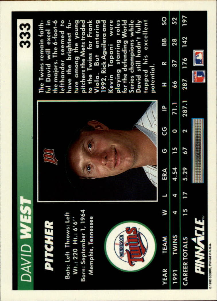 thumbnail 165  - A5747- 1992 Pinnacle Baseball #s 251-500 +Rookies -You Pick- 10+ FREE US SHIP