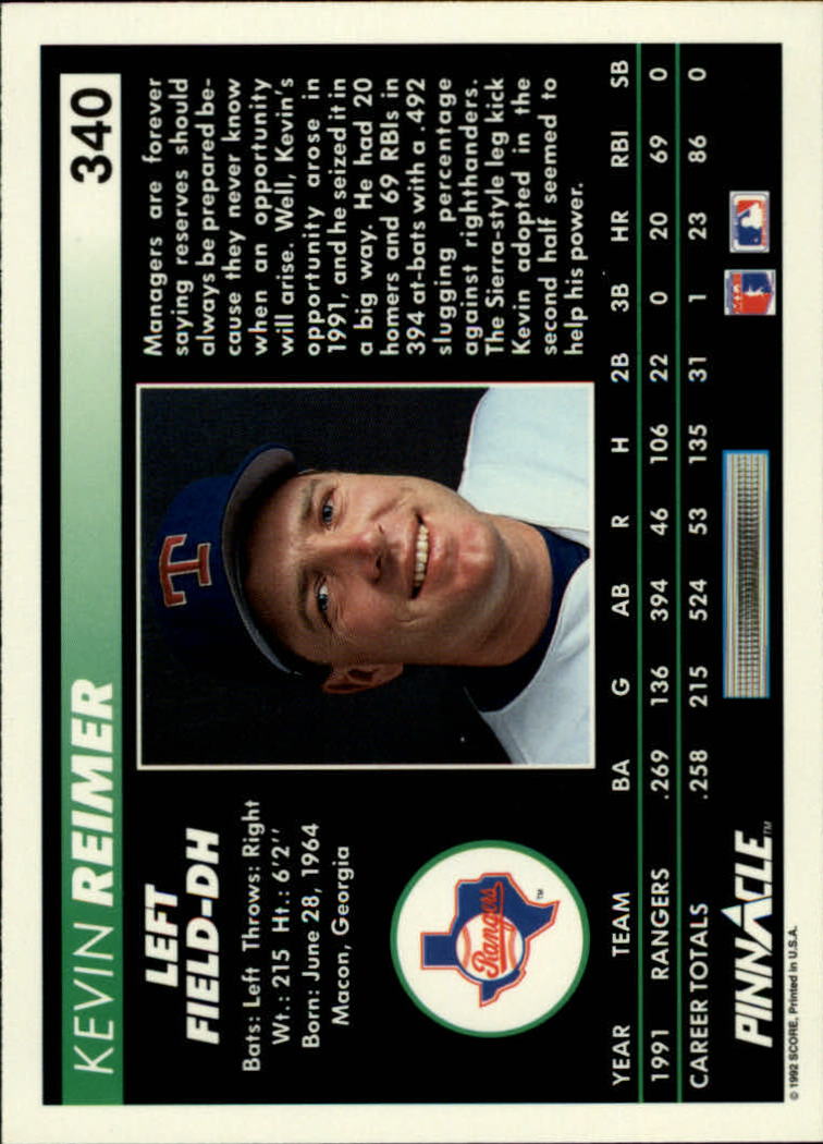 thumbnail 179  - A5747- 1992 Pinnacle Baseball #s 251-500 +Rookies -You Pick- 10+ FREE US SHIP