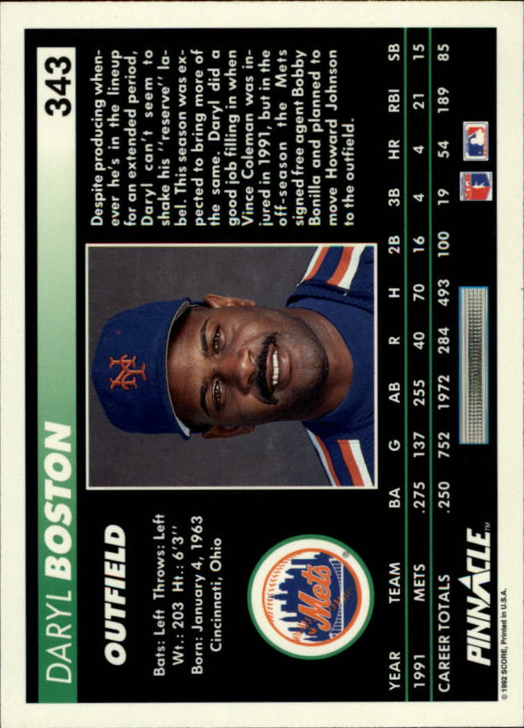 thumbnail 185  - 1992 Pinnacle Baseball Card Pick 251-500