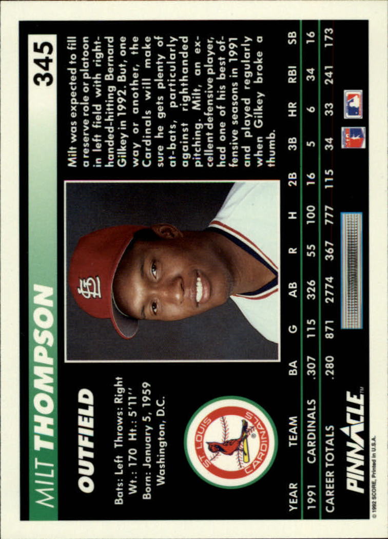 thumbnail 189  - A5747- 1992 Pinnacle Baseball #s 251-500 +Rookies -You Pick- 10+ FREE US SHIP