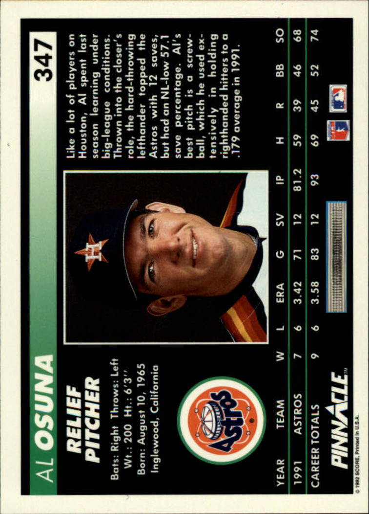 thumbnail 193  - 1992 Pinnacle Baseball Card Pick 251-500