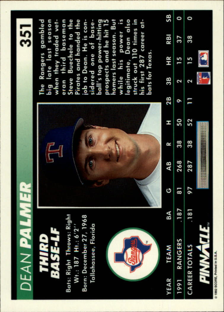 thumbnail 201  - 1992 Pinnacle Baseball Card Pick 251-500