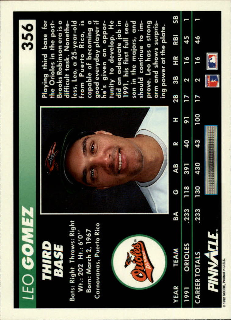 thumbnail 211  - A5747- 1992 Pinnacle Baseball #s 251-500 +Rookies -You Pick- 10+ FREE US SHIP