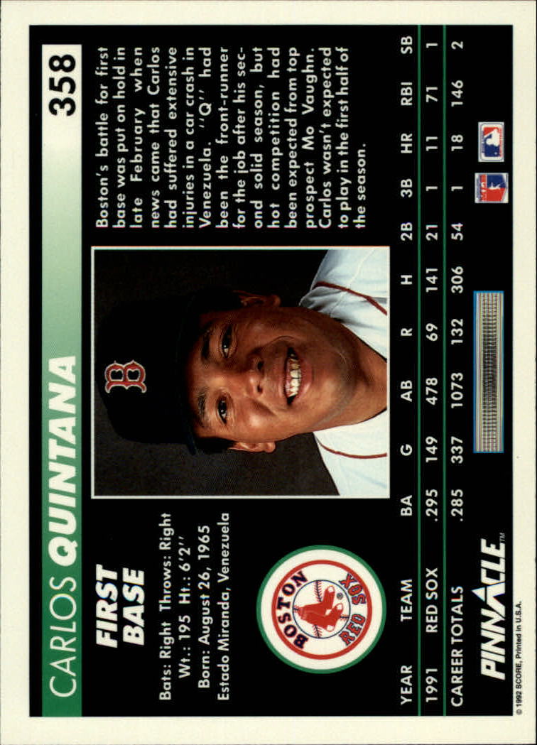 thumbnail 215  - 1992 Pinnacle Baseball Card Pick 251-500