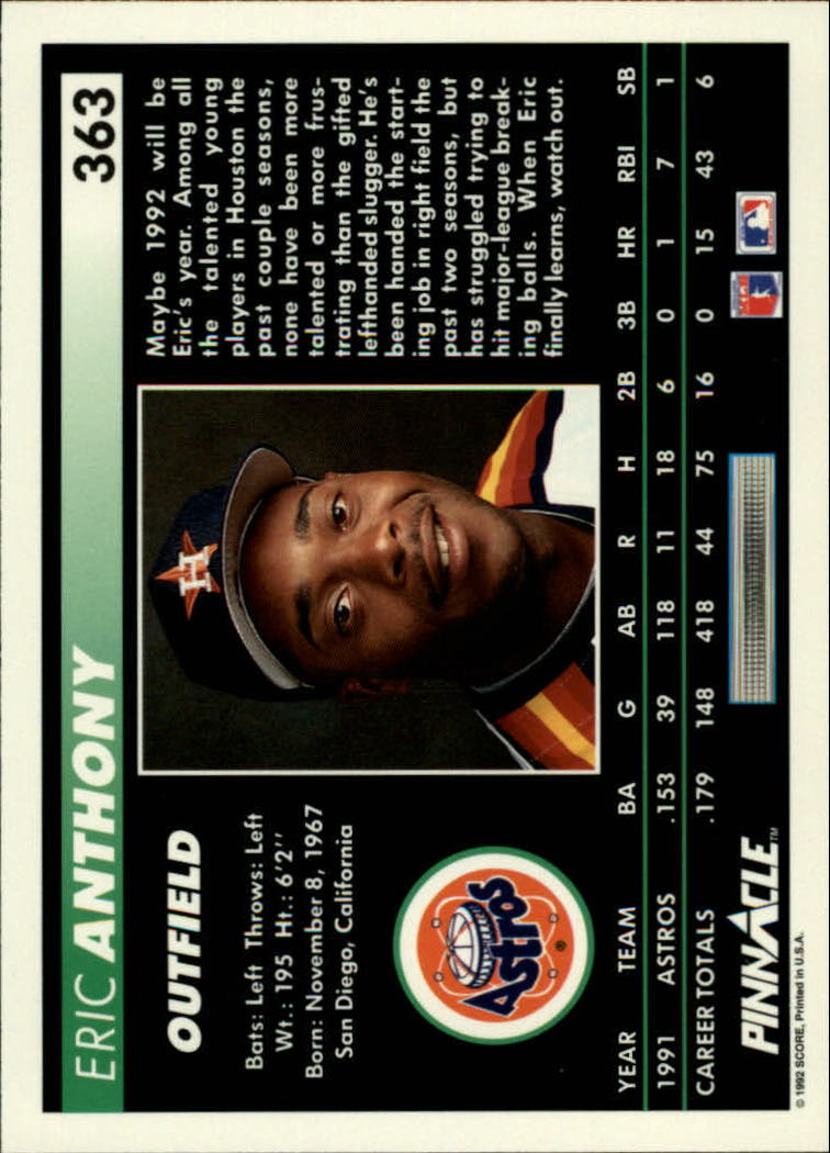 thumbnail 225  - 1992 Pinnacle Baseball Card Pick 251-500