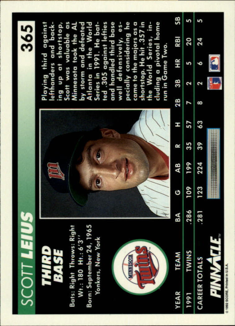 thumbnail 227  - A5747- 1992 Pinnacle Baseball #s 251-500 +Rookies -You Pick- 10+ FREE US SHIP