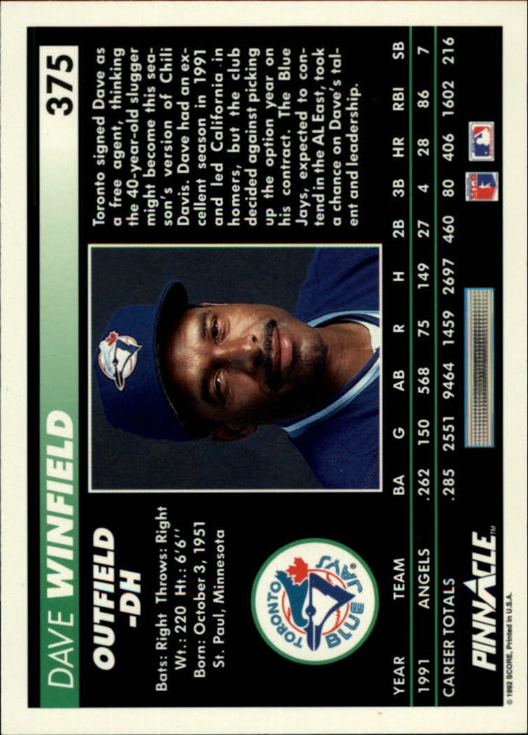 thumbnail 249  - 1992 Pinnacle Baseball Card Pick 251-500