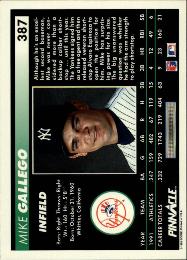 thumbnail 273  - 1992 Pinnacle Baseball Card Pick 251-500
