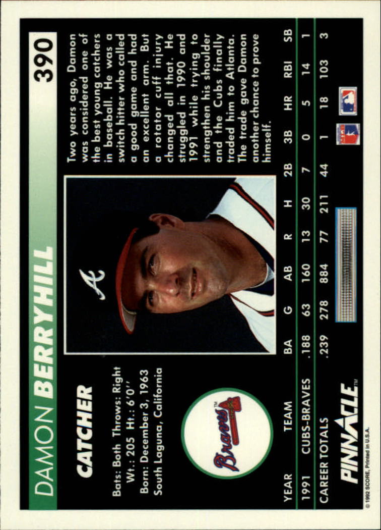 thumbnail 279  - 1992 Pinnacle Baseball Card Pick 251-500