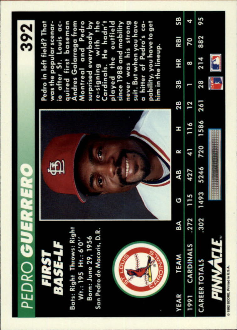 thumbnail 277  - A5747- 1992 Pinnacle Baseball #s 251-500 +Rookies -You Pick- 10+ FREE US SHIP