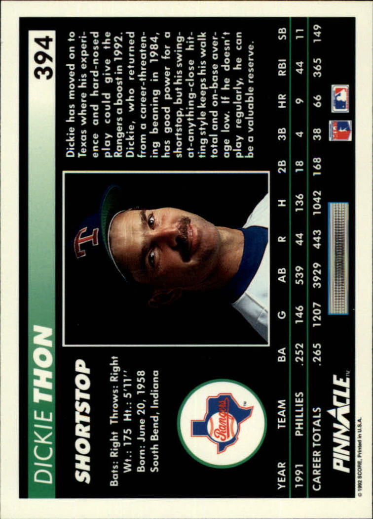 thumbnail 287  - 1992 Pinnacle Baseball Card Pick 251-500