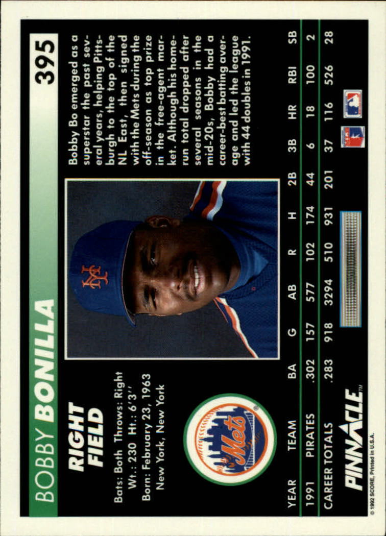 thumbnail 289  - 1992 Pinnacle Baseball Card Pick 251-500