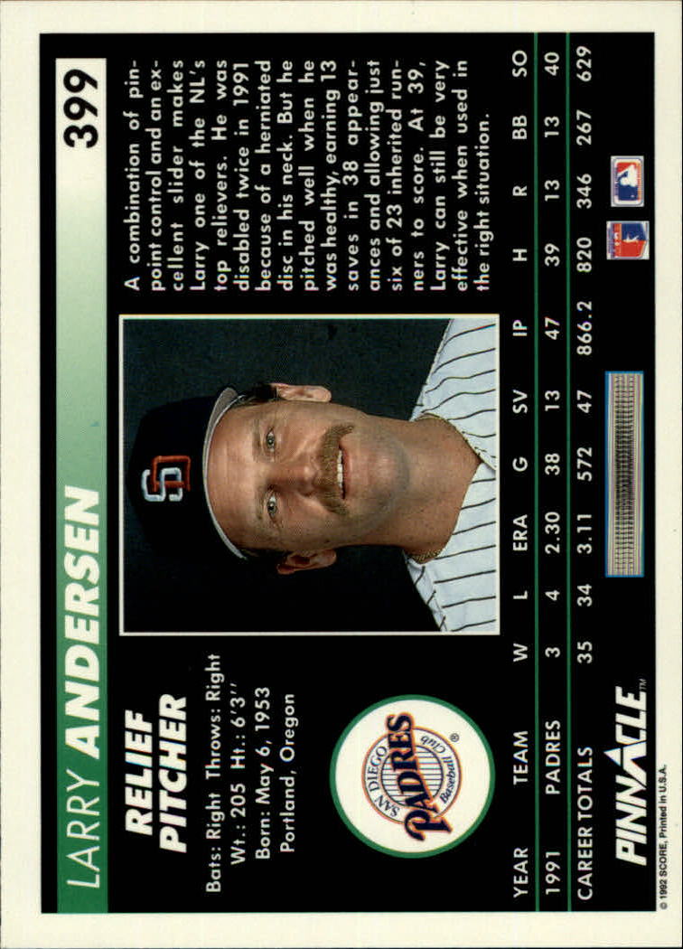 thumbnail 297  - 1992 Pinnacle Baseball Card Pick 251-500
