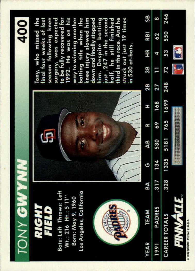 thumbnail 299  - 1992 Pinnacle Baseball Card Pick 251-500