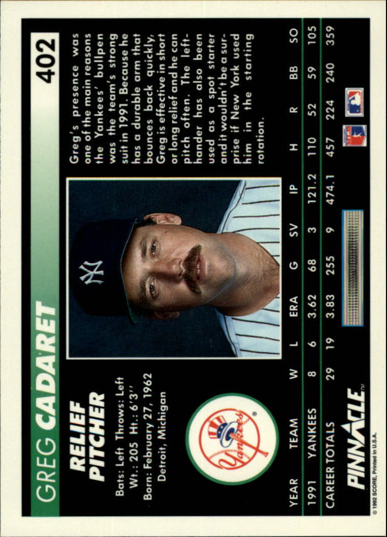 thumbnail 303  - 1992 Pinnacle Baseball Card Pick 251-500
