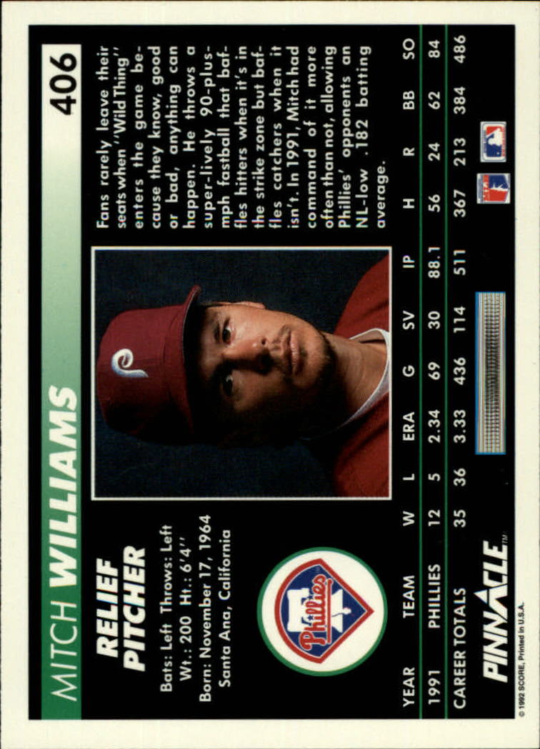 thumbnail 305  - A5747- 1992 Pinnacle Baseball #s 251-500 +Rookies -You Pick- 10+ FREE US SHIP