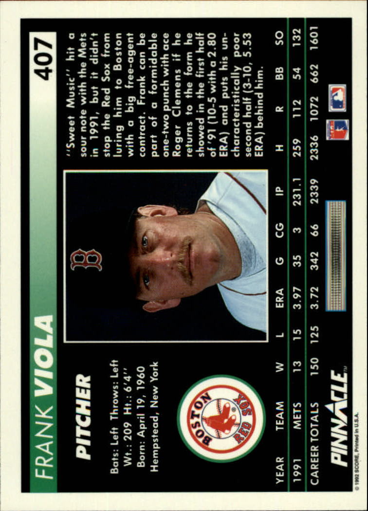 thumbnail 313  - 1992 Pinnacle Baseball Card Pick 251-500